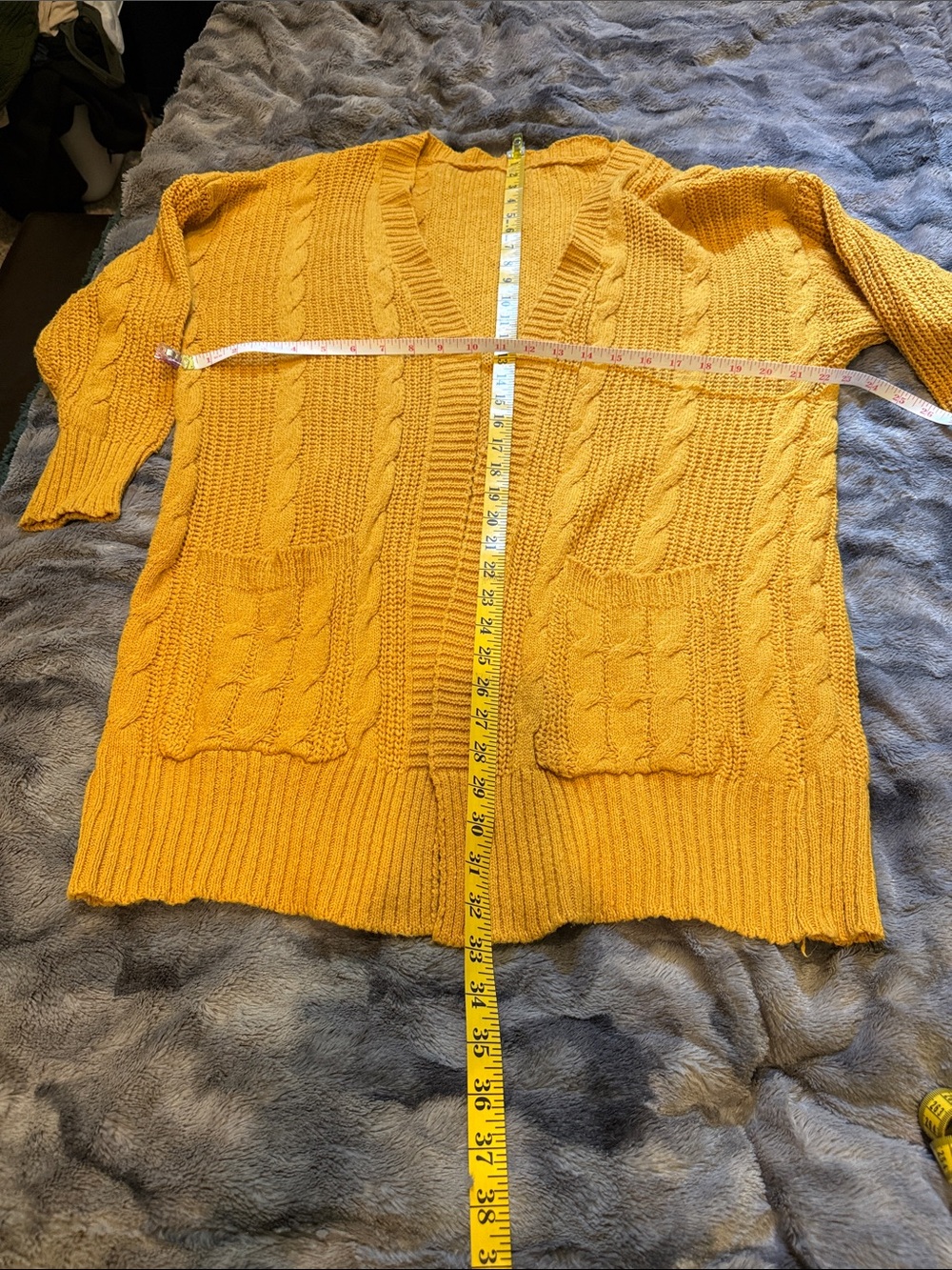 2 Cozy Mustard and Olive Cable Knit Sweaters - Picture 8 of 8